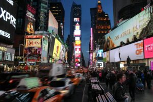 Time square features many examples of large format advertising