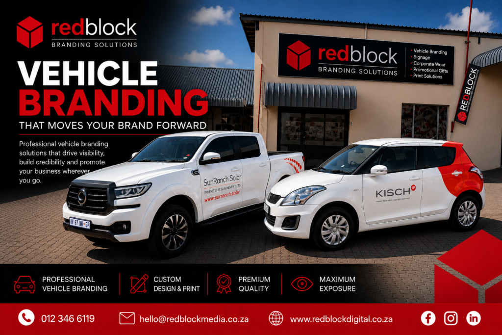 Professional vehicle branding and fleet graphics completed in Pretoria by Redblock Branding Solutions.