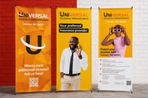 Professionally printed custom X banners for corporate branding and promotional marketing by Redblock Branding Solutions in Pretoria