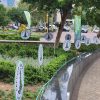 Round cut Corri-boards displayed on dropper poles